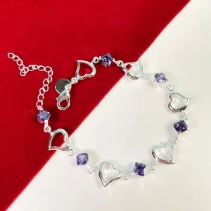 Heart & Purple Crystal Zircon Bracelet